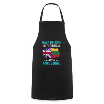 Half British Half Lithuanian - Cooking Apron - black - Front - AI Model Male 185 dark (185cm)