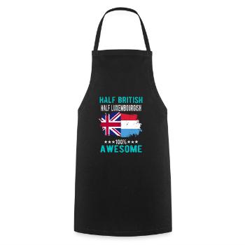 Moitié britannique moitié luxembourgeois - Tablier de cuisine - noir - Devant - AI Model Male 185 dark (185cm)
