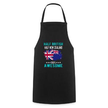 Moitié britannique moitié néo-zélandais - Tablier de cuisine - noir - Devant - AI Model Male 185 dark (185cm)