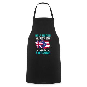 Moitié britannique moitié portoricain - Tablier de cuisine - noir - Devant - AI Model Male 185 dark (185cm)