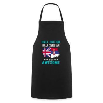 Mi-Britannique, mi-serbe - Tablier de cuisine - noir - Devant - AI Model Male 185 dark (185cm)