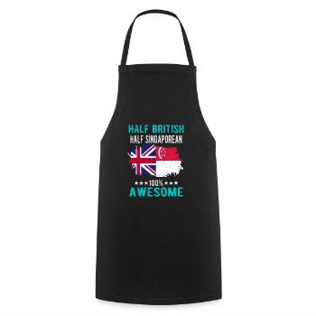 Half British Half Singaporean - Cooking Apron - black - Front - AI Model Male 185 dark (185cm)