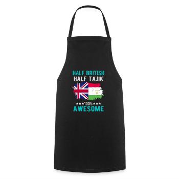 Half British Half Tajik - Cooking Apron - black - Front - AI Model Male 185 dark (185cm)