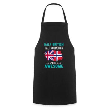 Half British Half Norwegian - Cooking Apron - black - Front - AI Model Male 185 dark (185cm)