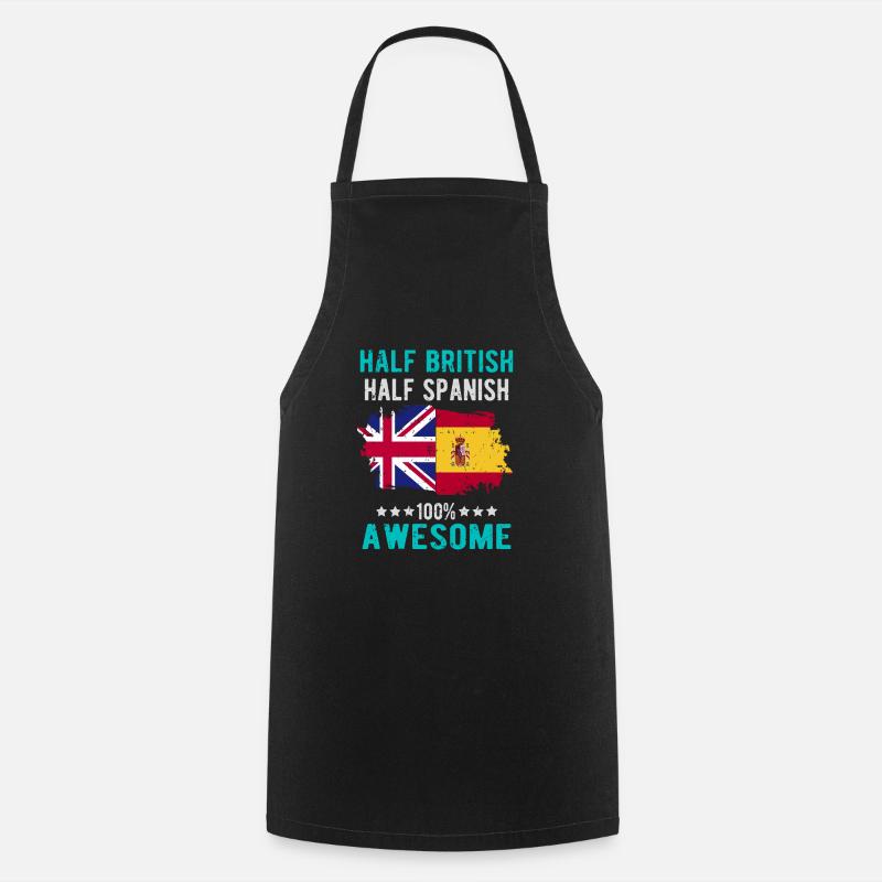 Half British Half Spaniard - Cooking Apron - black
