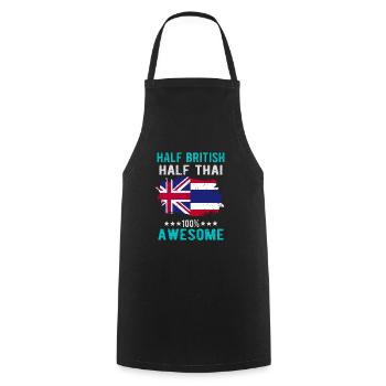 Half British Half Thai - Cooking Apron - black - Front - AI Model Male 185 dark (185cm)