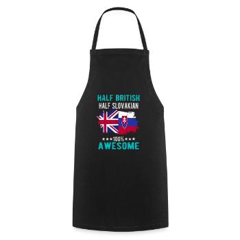 Half British Half Slovak - Cooking Apron - black - Front - AI Model Male 185 dark (185cm)