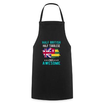 Moitié britannique moitié tongolese - Tablier de cuisine - noir - Devant - AI Model Male 185 dark (185cm)