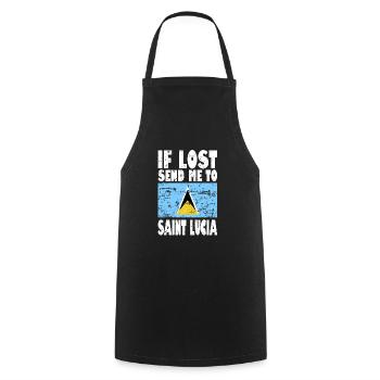 Saint Lucia Flag Saying - Cooking Apron - black - Front - AI Model Male 185 dark (185cm)