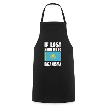 Drapeau du Kazakhstan - Tablier de cuisine - noir - Devant - AI Model Male 185 dark (185cm)