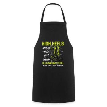 Feuerwehrfrau Feuerwehr Feuerwehrmann Mama - Kochschürze - Schwarz - Vorne - AI Model Male 185 dark (185cm)