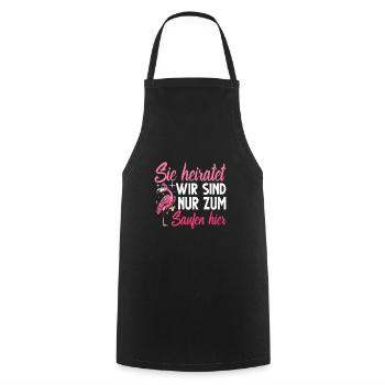Flamingo Junggesellenabschied Frauen jga Saufen - Kochschürze - Schwarz - Vorne - AI Model Male 185 dark (185cm)