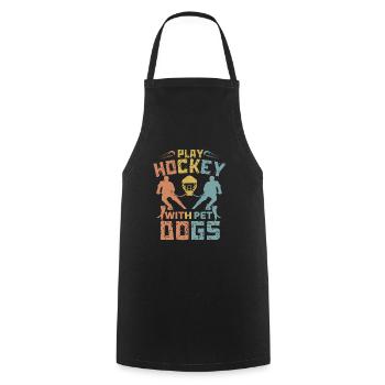 Play Hockey With Pet Dogs - Cooking Apron - black - Front - AI Model Male 185 dark (185cm)