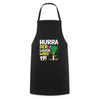 Hurra der Lauch wird 19 - Kochschürze - Schwarz - Vorne - AI Model Male 185 dark (185cm)