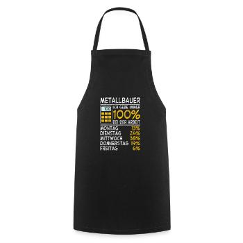 Immer 100% Metallbauer - Kochschürze - Schwarz - Vorne - AI Model Male 185 dark (185cm)