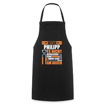 Vorname Philipp Name Geburtstag Geschenk - Kochschürze - Schwarz - Vorne - AI Model Male 185 dark (185cm)