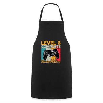 Level 8 complete Gaming Geburtstag - Kochschürze - Schwarz - Vorne - AI Model Male 185 dark (185cm)