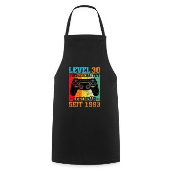 Gaming Geburtstag 1993 Level 30 - Kochschürze - Schwarz - Vorne - AI Model Male 185 dark (185cm)