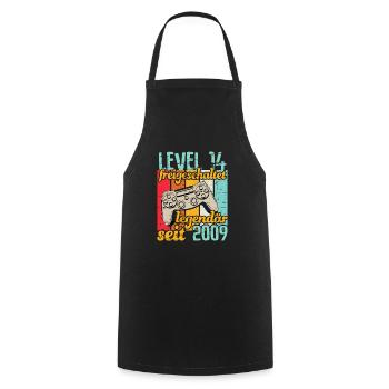 Level 14 freigeschaltet legendär seit 2009 - Kochschürze - Schwarz - Vorne - AI Model Male 185 dark (185cm)