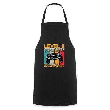 Level 11 complete Gaming Geburtstag - Kochschürze - Schwarz - Vorne - AI Model Male 185 dark (185cm)