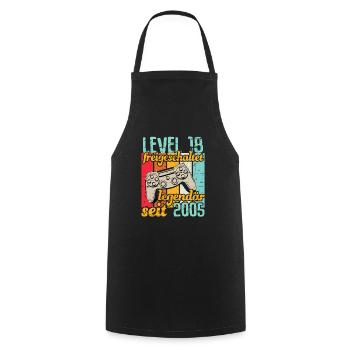 Level 18 freigeschaltet legendär seit 2005 - Kochschürze - Schwarz - Vorne - AI Model Male 185 dark (185cm)