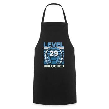Level 29 Unlocked Gaming Birthday Gamer - Cooking Apron - black - Front - AI Model Male 185 dark (185cm)