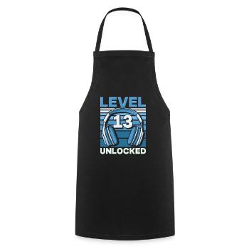 Niveau 13 Jeu d’anniversaire de jeu débloqué - Tablier de cuisine - noir - Devant - AI Model Male 185 dark (185cm)