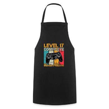 Level 17 complete Gaming Geburtstag - Kochschürze - Schwarz - Vorne - AI Model Male 185 dark (185cm)