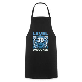 Niveau 30 Jeu débloqué Birthday Gamer - Tablier de cuisine - noir - Devant - AI Model Male 185 dark (185cm)