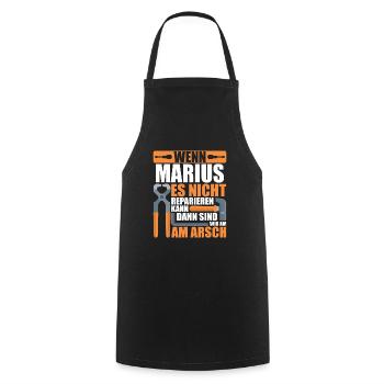 Vorname Marius Name Geburtstag Geschenk - Kochschürze - Schwarz - Vorne - AI Model Male 185 dark (185cm)