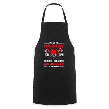Feuerwehrfrau Feuerwehr Feuerwehrmann Mama - Kochschürze - Schwarz - Vorne - AI Model Male 185 dark (185cm)