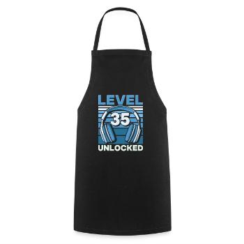 Level 35 Unlocked Gaming Geburtstag Gamer - Kochschürze - Schwarz - Vorne - AI Model Male 185 dark (185cm)