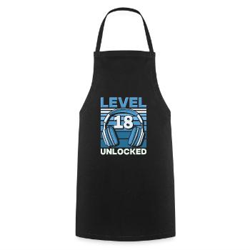 Level 18 Unlocked Gaming Birthday Gamer - Cooking Apron - black - Front - AI Model Male 185 dark (185cm)