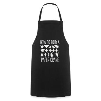 Origami Japanese Art Folding Crane Paper - Cooking Apron - black - Front - AI Model Male 185 dark (185cm)