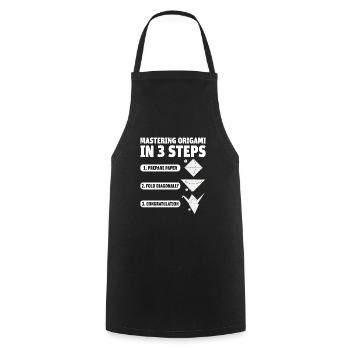 Origami Japanese Art Folding Crane Paper - Cooking Apron - black - Front - AI Model Male 185 dark (185cm)