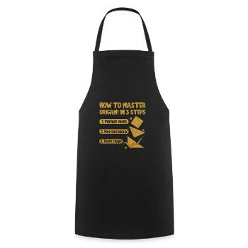 Origami Japanese Art Folding Crane Paper - Cooking Apron - black - Front - AI Model Male 185 dark (185cm)