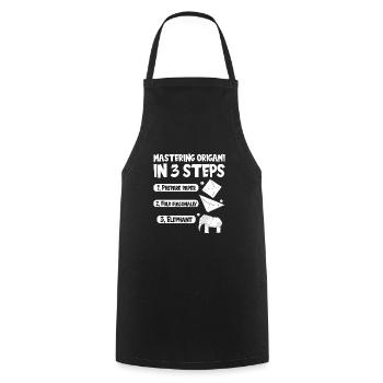 Origami Japanese Art Folding Crane Paper - Cooking Apron - black - Front - AI Model Male 185 dark (185cm)