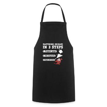 Origami Japanese Art Folding Crane Paper - Cooking Apron - black - Front - AI Model Male 185 dark (185cm)
