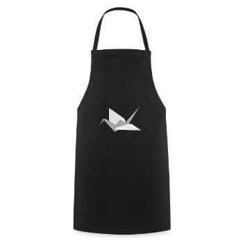 Origami Japanese Art Folding Crane Paper - Cooking Apron - black - Front - AI Model Male 185 dark (185cm)