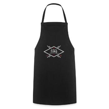 Grillmeister Timo Vorname Name - Kochschürze - Schwarz - Vorne - AI Model Male 185 dark (185cm)