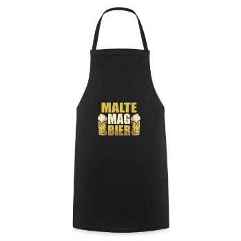 Malte mag Bier Name Geburtstag - Kochschürze - Schwarz - Vorne - AI Model Male 185 dark (185cm)