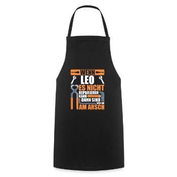 Vorname Leo Name Geburtstag Geschenk - Kochschürze - Schwarz - Vorne - AI Model Male 185 dark (185cm)
