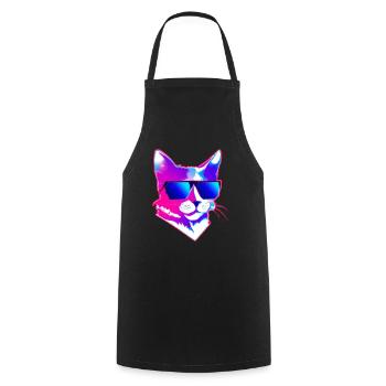 Cool Cat des années 80 - Tablier de cuisine - noir - Devant - AI Model Male 185 dark (185cm)