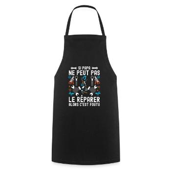 Papa bricoleur papou génial - Tablier de cuisine - noir - Devant - AI Model Male 185 dark (185cm)