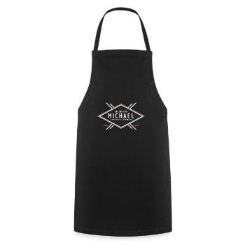 Grillmeister Michael Vorname Name - Kochschürze - Schwarz - Vorne - AI Model Male 185 dark (185cm)