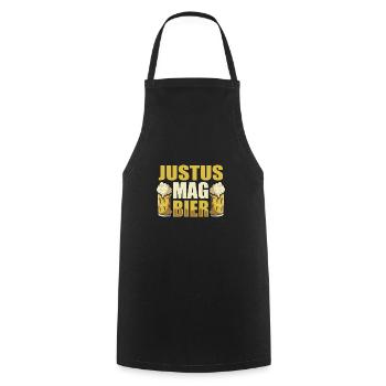 Justus mag Bier Name Geburtstag - Kochschürze - Schwarz - Vorne - AI Model Male 185 dark (185cm)