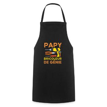 Papy bricoleur de génie 1 - Tablier de cuisine - noir - Devant - AI Model Male 185 dark (185cm)