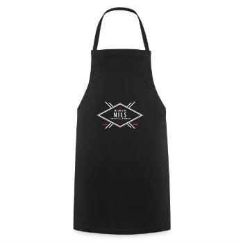 Grillmeister Nils Vorname Name - Kochschürze - Schwarz - Vorne - AI Model Male 185 dark (185cm)