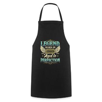 Legend 1989 Born Vintage Cadeau d’anniversaire - Tablier de cuisine - noir - Devant - AI Model Male 185 dark (185cm)