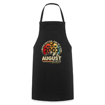 Août 2003 Vintage Vintage Rétro Anniversaire - Tablier de cuisine - noir - Devant - AI Model Male 185 dark (185cm)